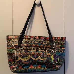Sakroots purse.  Black and neon pattern.